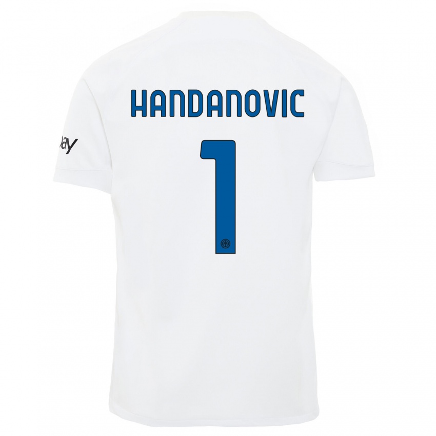 Criança Camisola Samir Handanovic #1 Branco Alternativa 2023/24 Camisa Brasil