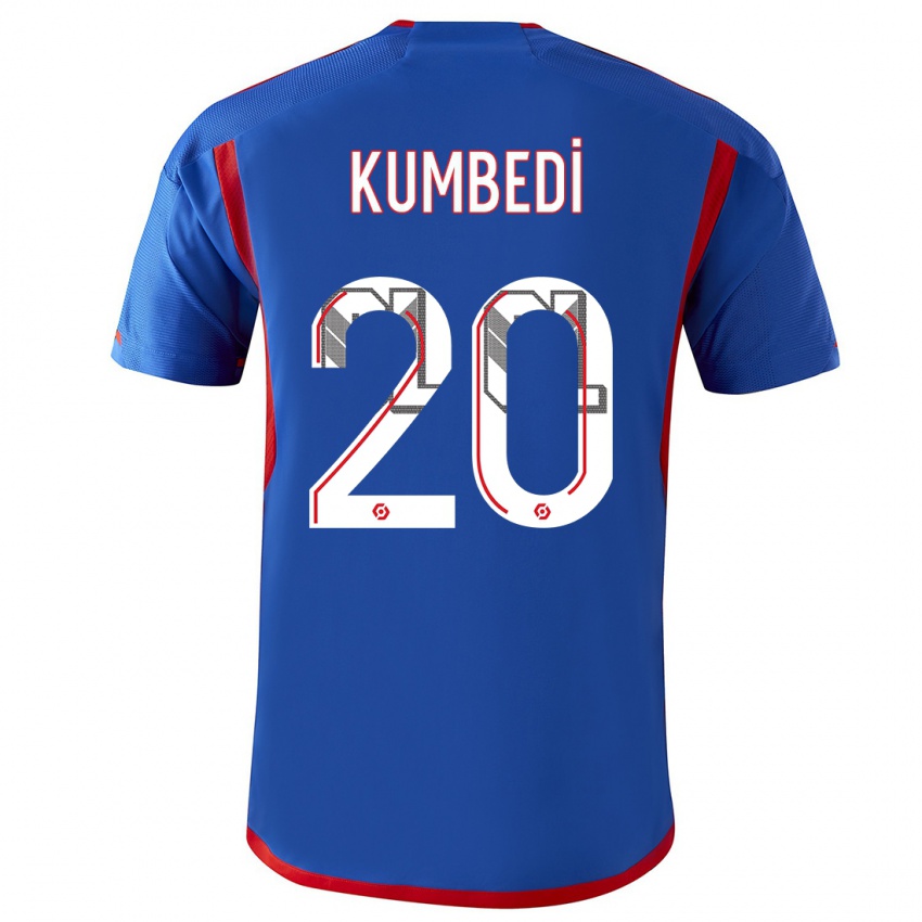 Criança Camisola Saël Kumbedi #20 Azul Vermelho Alternativa 2023/24 Camisa Brasil