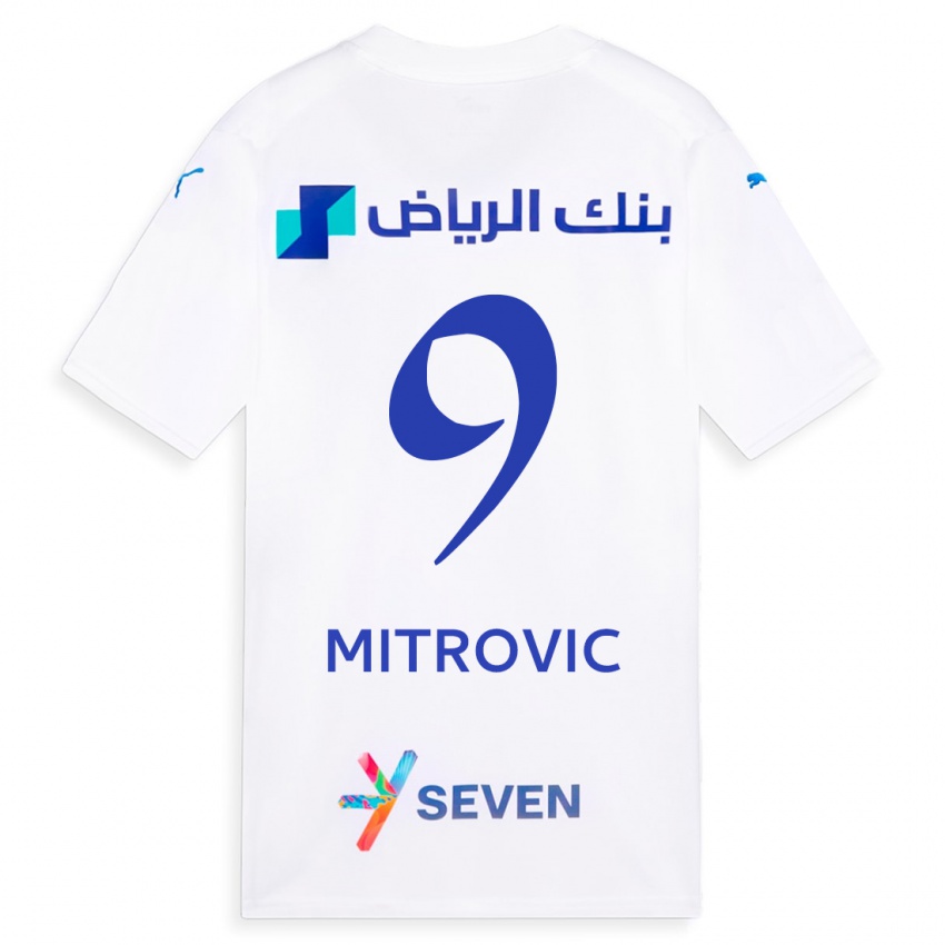 Criança Camisola Aleksandar Mitrovic #9 Branco Alternativa 2023/24 Camisa Brasil