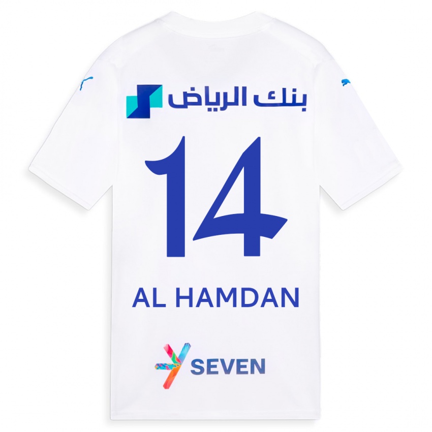 Criança Camisola Abdullah Al-Hamdan #14 Branco Alternativa 2023/24 Camisa Brasil