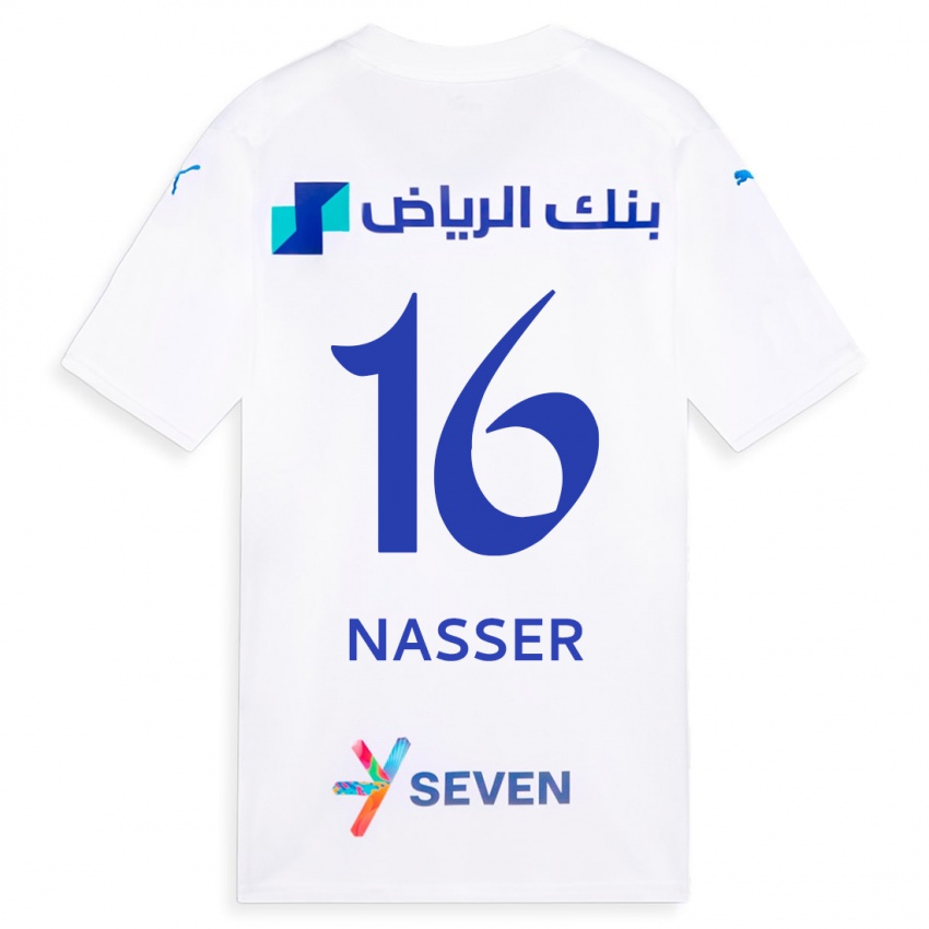 Criança Camisola Nasser Al-Dawsari #16 Branco Alternativa 2023/24 Camisa Brasil