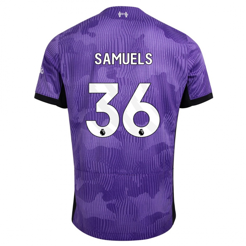 Criança Camisola Kerron Samuels #36 Roxo Terceiro 2023/24 Camisa Brasil