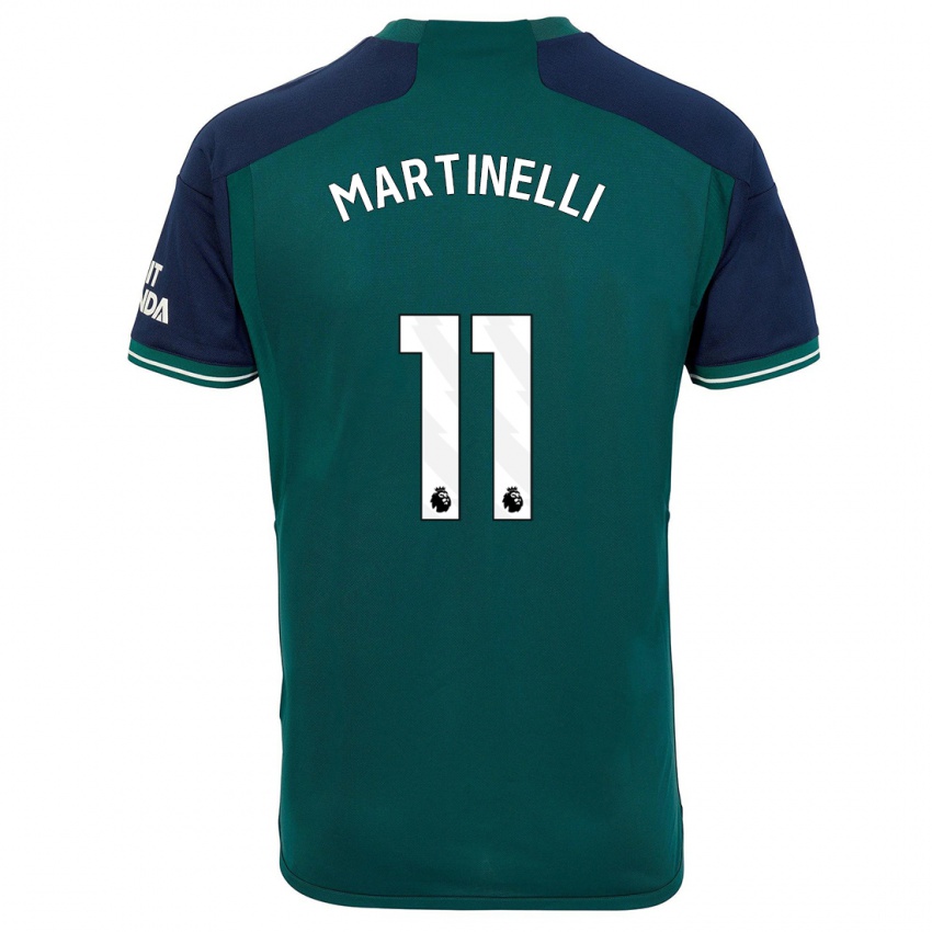 Criança Camisola Gabriel Martinelli #11 Verde Terceiro 2023/24 Camisa Brasil