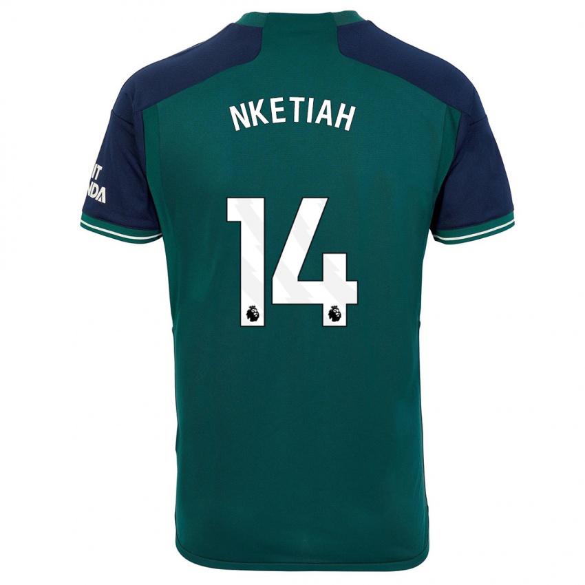 Criança Camisola Eddie Nketiah #14 Verde Terceiro 2023/24 Camisa Brasil