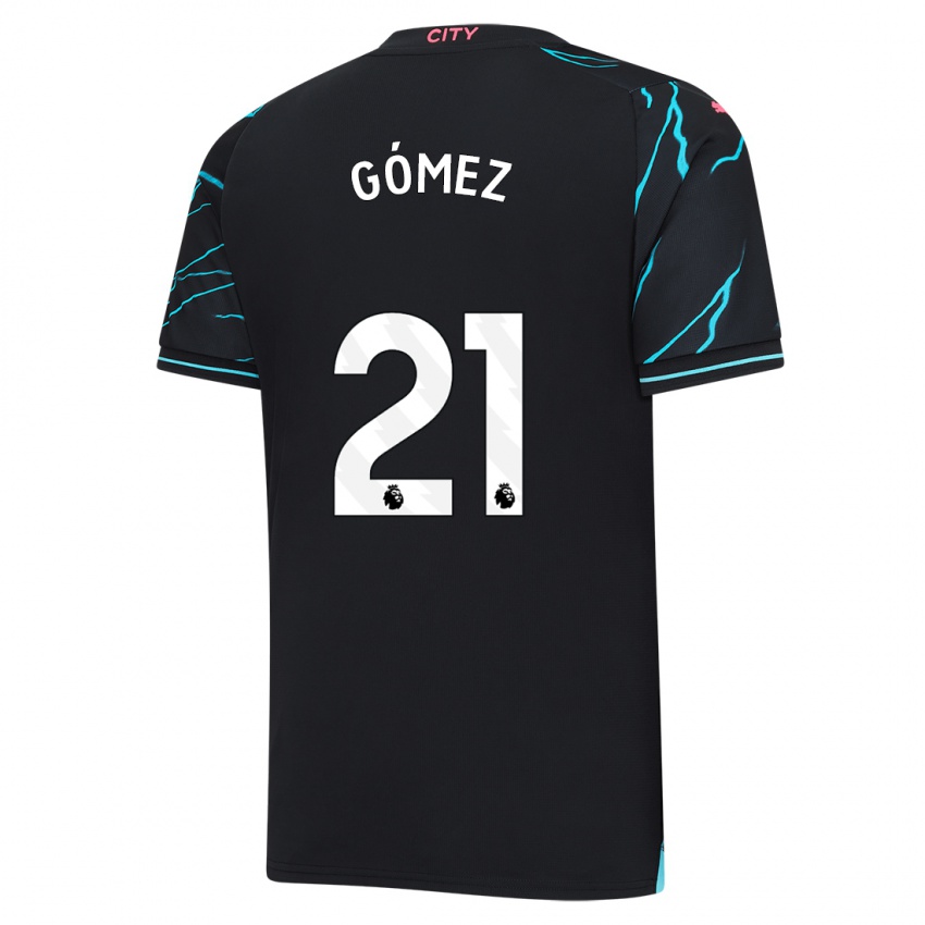 Criança Camisola Sergio Gómez #21 Azul Escuro Terceiro 2023/24 Camisa Brasil