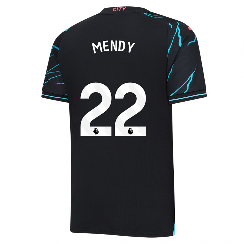 Criança Camisola Benjamin Mendy #22 Azul Escuro Terceiro 2023/24 Camisa Brasil