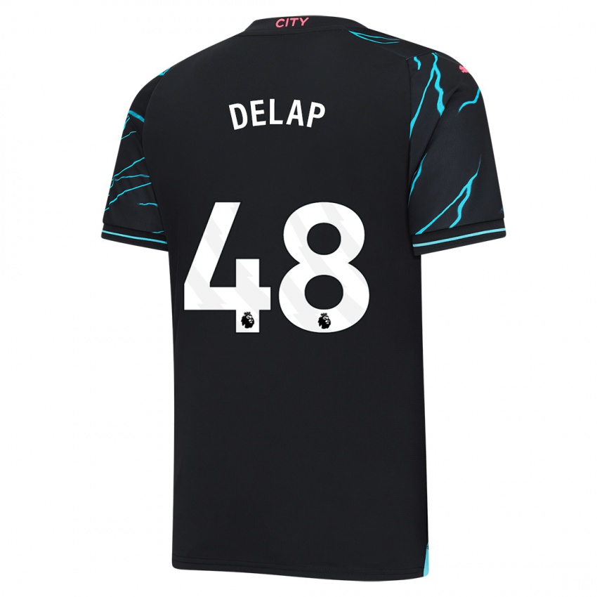 Criança Camisola Liam Delap #48 Azul Escuro Terceiro 2023/24 Camisa Brasil