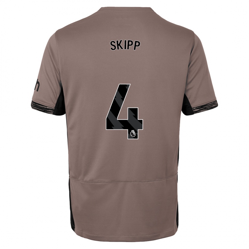 Criança Camisola Oliver Skipp #4 Bege Escuro Terceiro 2023/24 Camisa Brasil