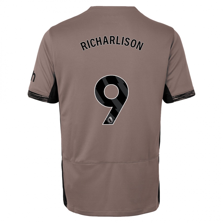 Criança Camisola Richarlison #9 Bege Escuro Terceiro 2023/24 Camisa Brasil