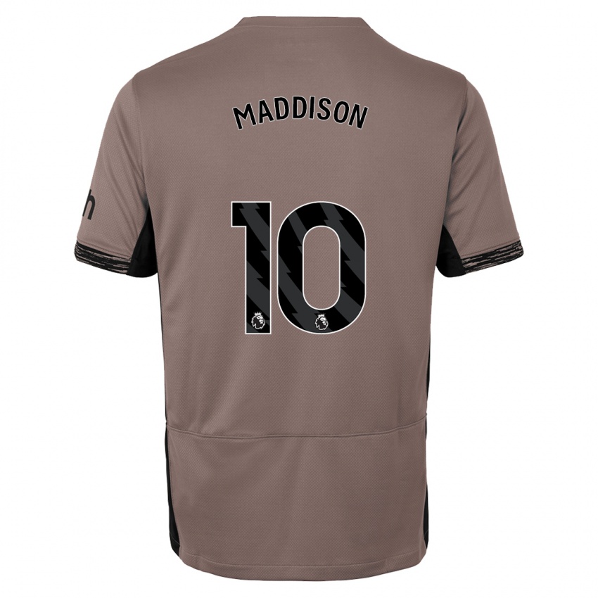 Criança Camisola James Maddison #10 Bege Escuro Terceiro 2023/24 Camisa Brasil