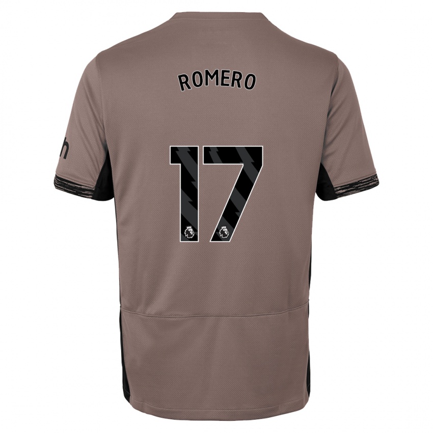 Criança Camisola Cristian Romero #17 Bege Escuro Terceiro 2023/24 Camisa Brasil