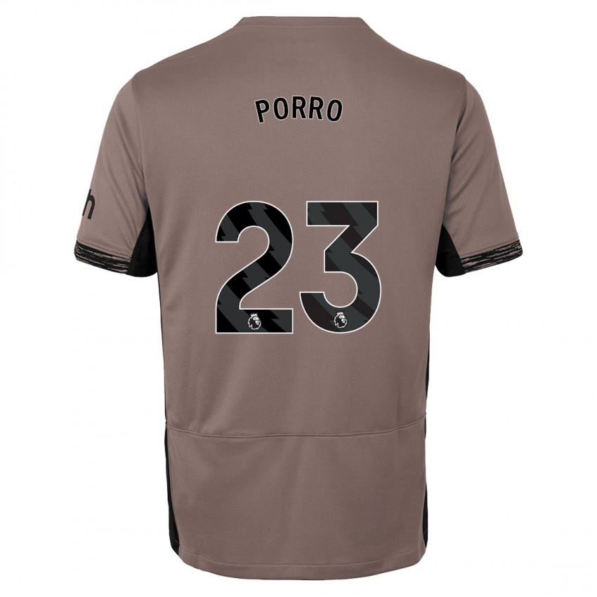 Criança Camisola Pedro Porro #23 Bege Escuro Terceiro 2023/24 Camisa Brasil