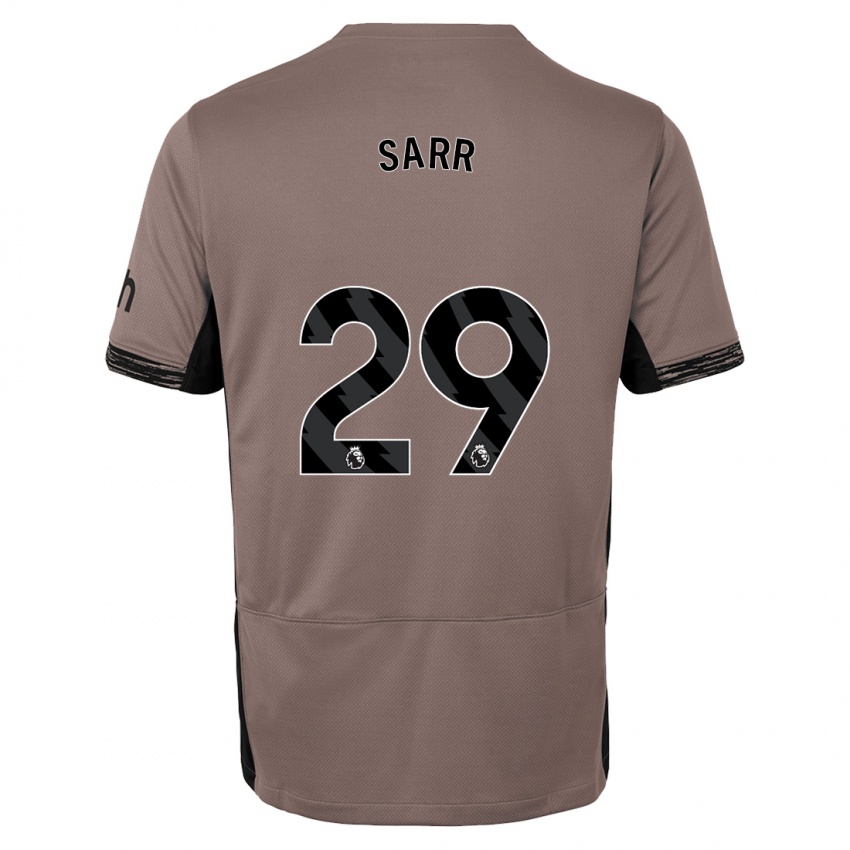 Criança Camisola Pape Matar Sarr #29 Bege Escuro Terceiro 2023/24 Camisa Brasil