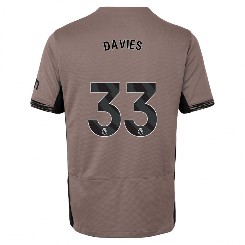 Criança Camisola Ben Davies #33 Bege Escuro Terceiro 2023/24 Camisa Brasil