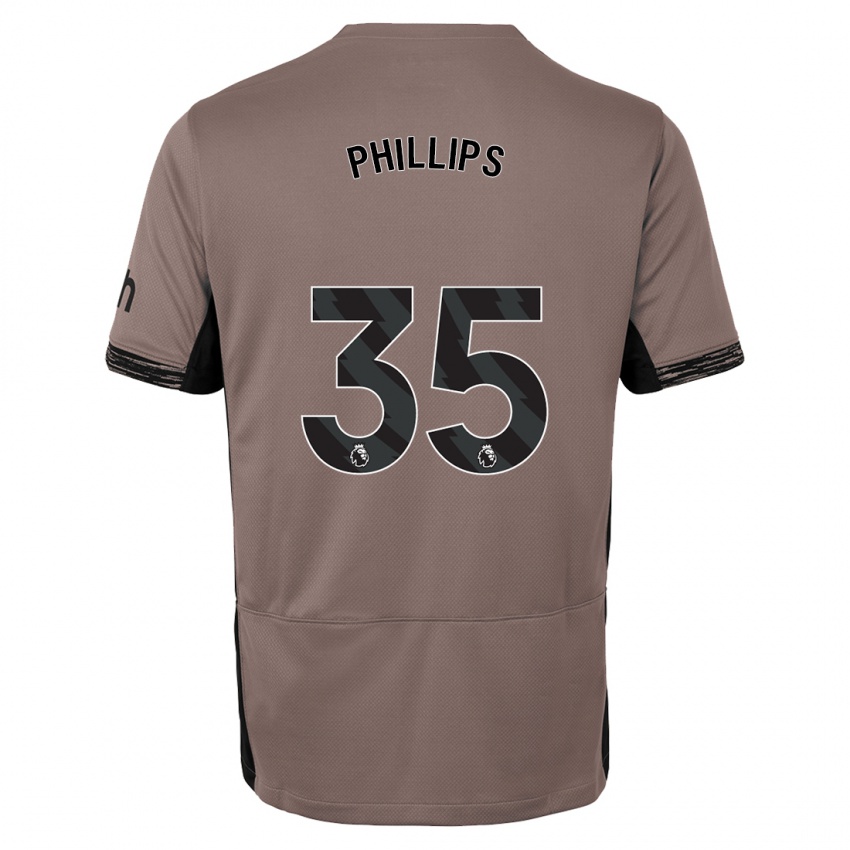 Criança Camisola Ashley Phillips #35 Bege Escuro Terceiro 2023/24 Camisa Brasil