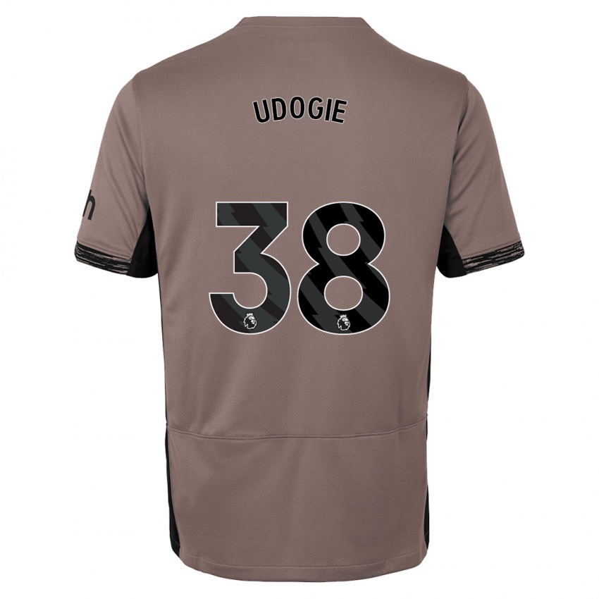 Criança Camisola Destiny Udogie #38 Bege Escuro Terceiro 2023/24 Camisa Brasil