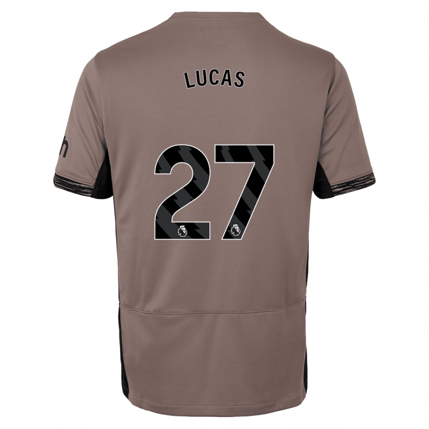 Criança Camisola Lucas Moura #27 Bege Escuro Terceiro 2023/24 Camisa Brasil