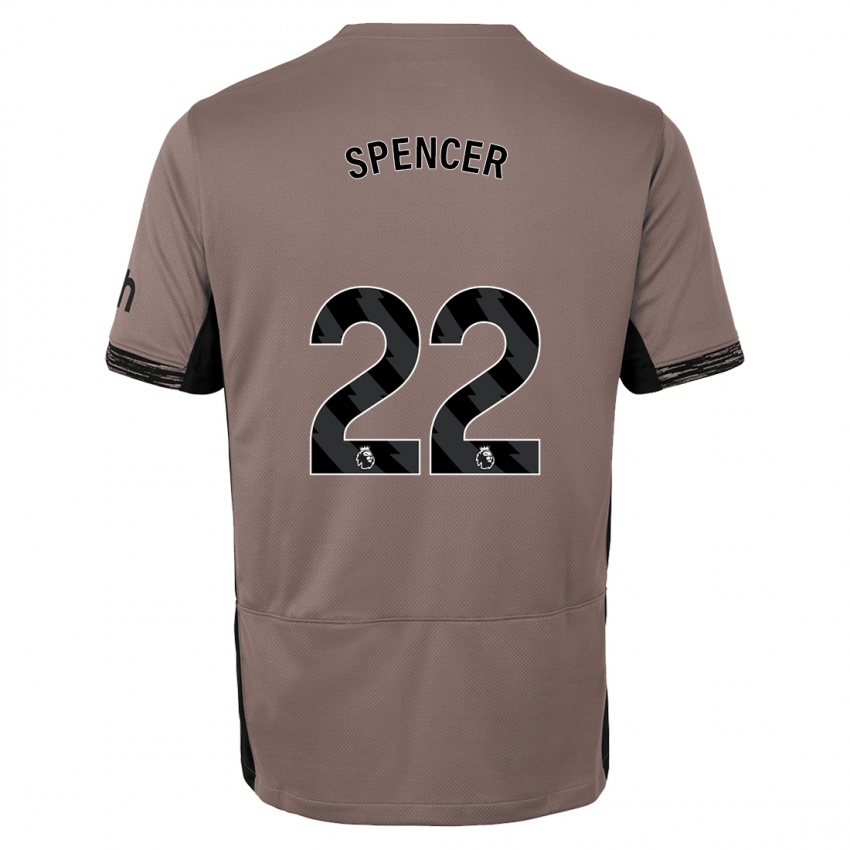 Criança Camisola Rebecca Spencer #22 Bege Escuro Terceiro 2023/24 Camisa Brasil