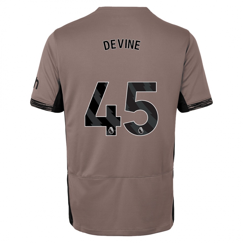 Criança Camisola Alfie Devine #45 Bege Escuro Terceiro 2023/24 Camisa Brasil