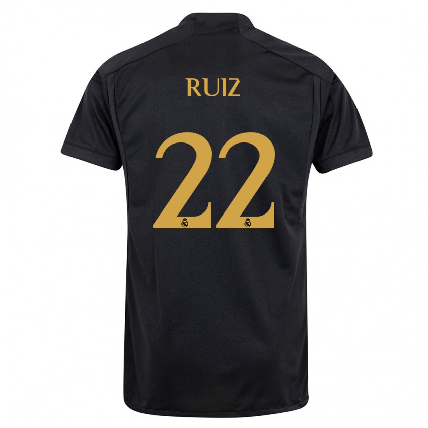 Criança Camisola Ferran Ruiz #22 Preto Terceiro 2023/24 Camisa Brasil