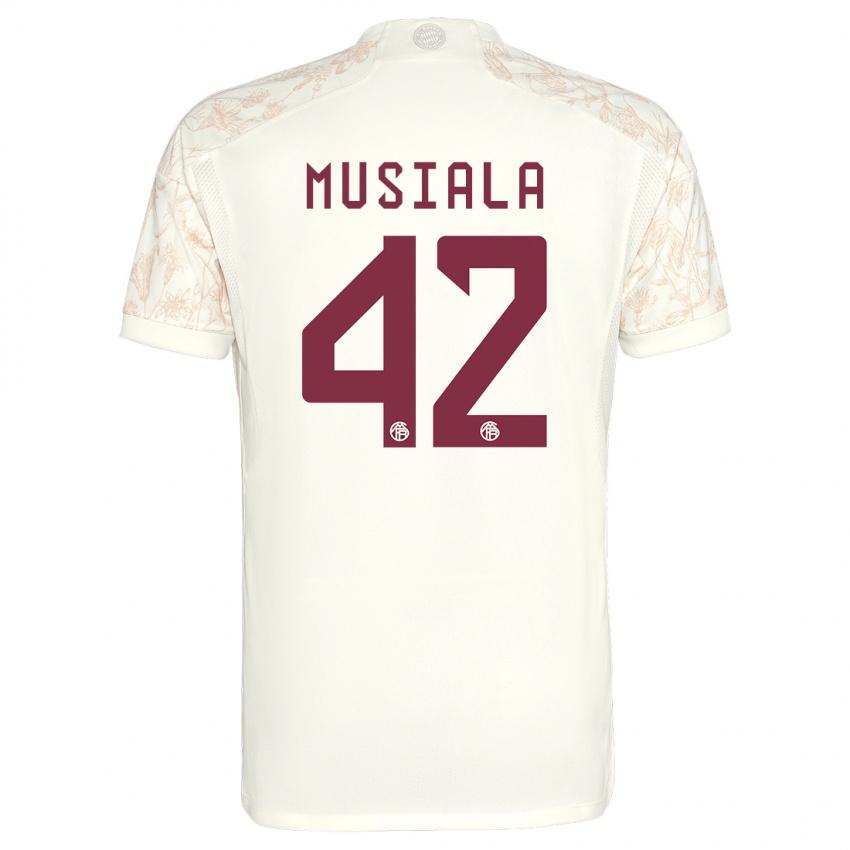 Criança Camisola Jamal Musiala #42 Off White Terceiro 2023/24 Camisa Brasil