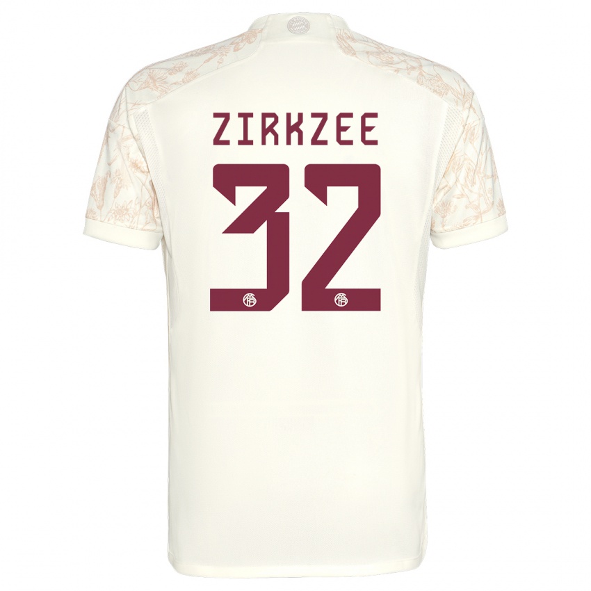 Criança Camisola Joshua Zirkzee #32 Off White Terceiro 2023/24 Camisa Brasil