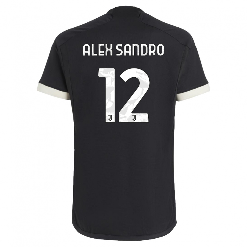 Criança Camisola Alex Sandro #12 Preto Terceiro 2023/24 Camisa Brasil