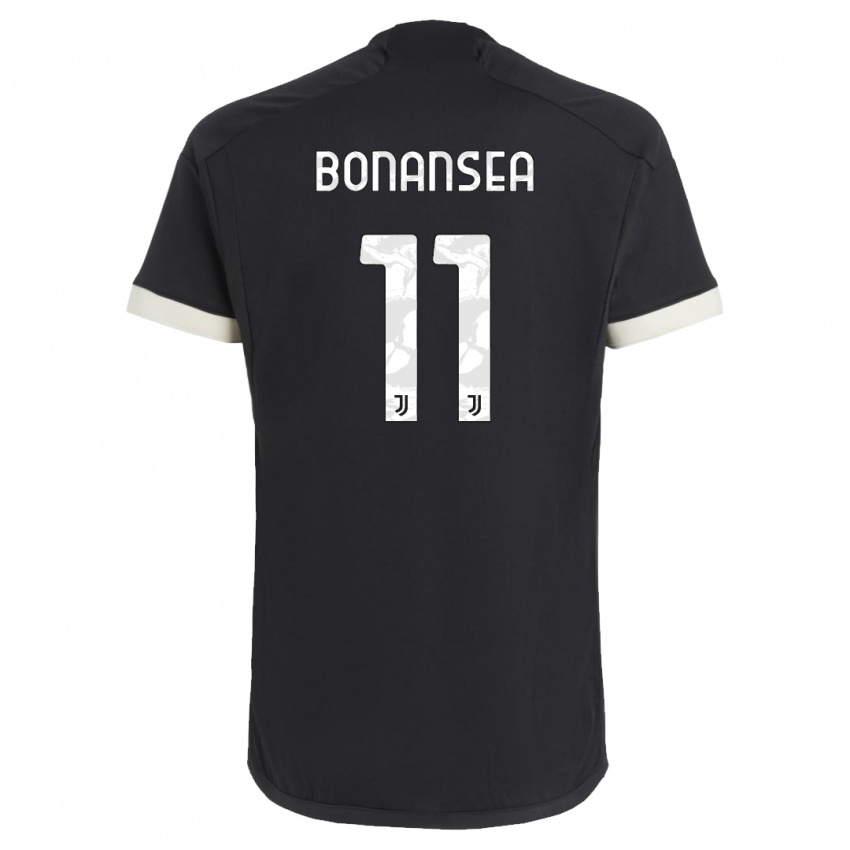 Criança Camisola Barbara Bonansea #11 Preto Terceiro 2023/24 Camisa Brasil