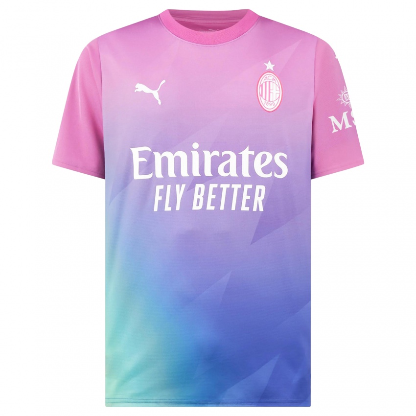 Criança Camisola Sandro Tonali #8 Rosa Roxo Terceiro 2023/24 Camisa Brasil