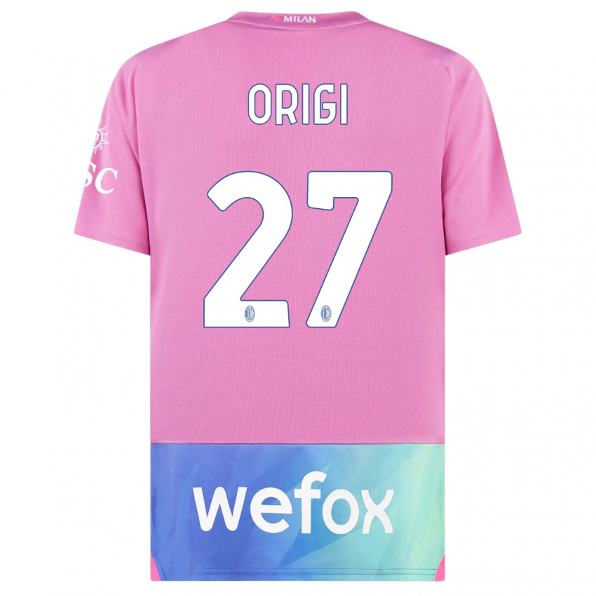 Criança Camisola Divock Origi #27 Rosa Roxo Terceiro 2023/24 Camisa Brasil