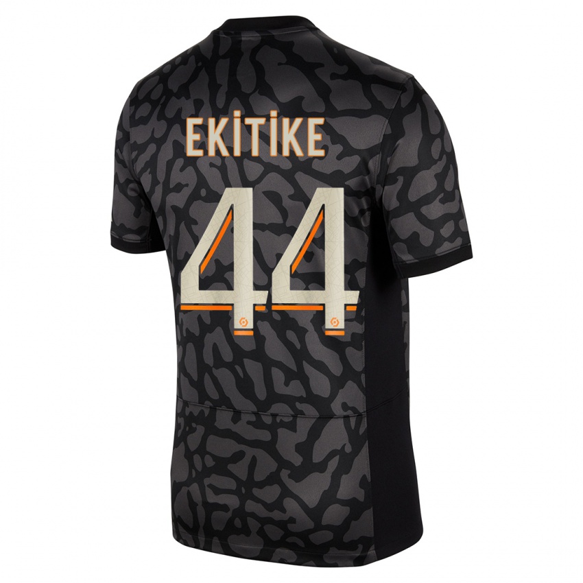 Criança Camisola Hugo Ekitike #44 Preto Terceiro 2023/24 Camisa Brasil