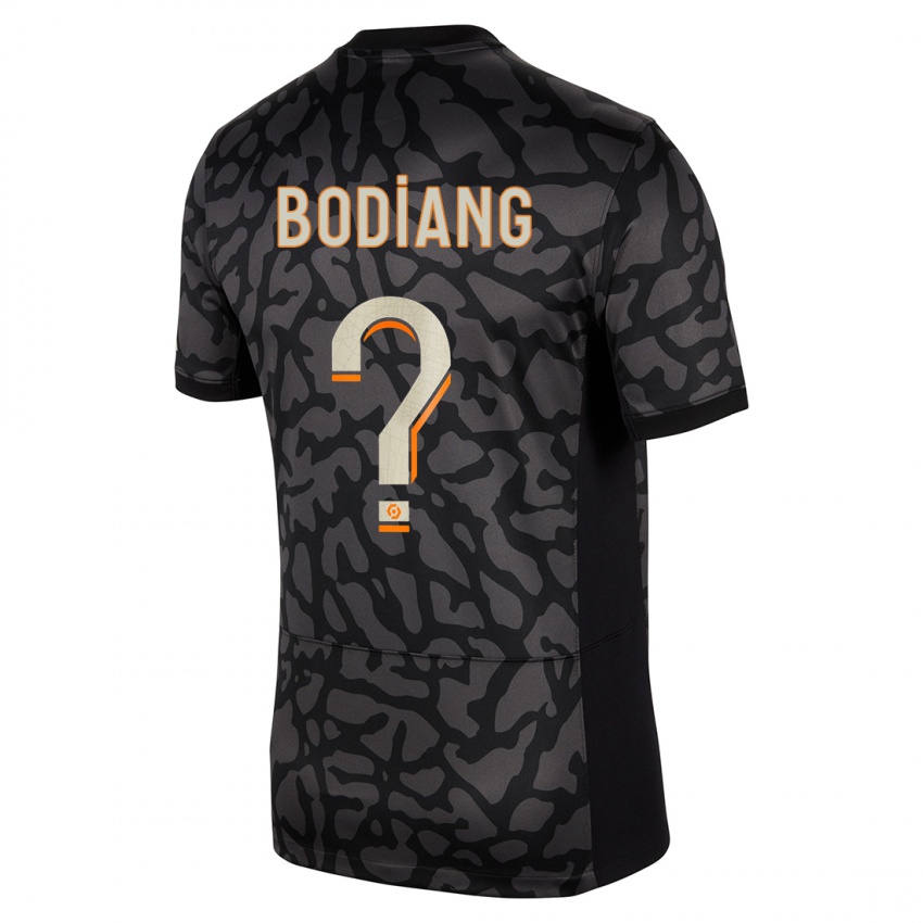 Criança Camisola Moutanabi Bodiang #0 Preto Terceiro 2023/24 Camisa Brasil