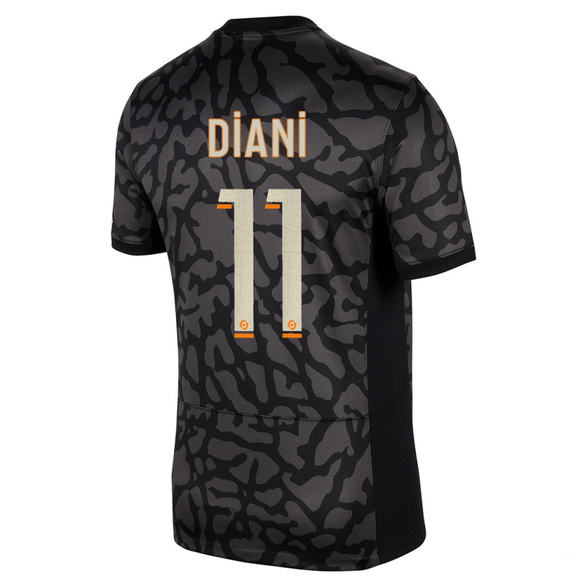 Criança Camisola Kadidiatou Diani #11 Preto Terceiro 2023/24 Camisa Brasil