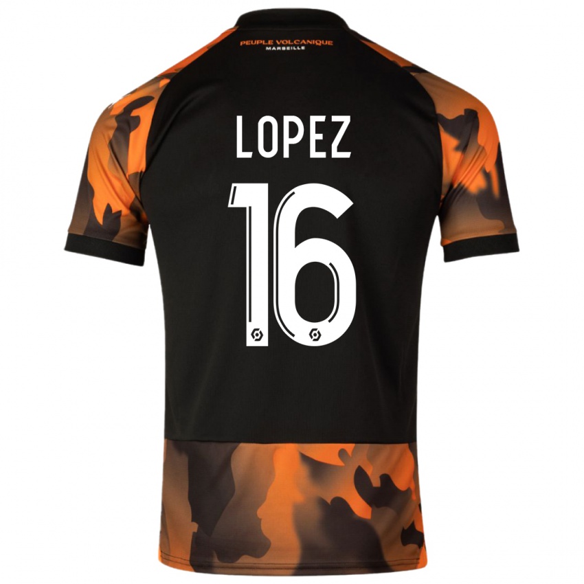 Criança Camisola Pau Lopez #16 Preto Laranja Terceiro 2023/24 Camisa Brasil