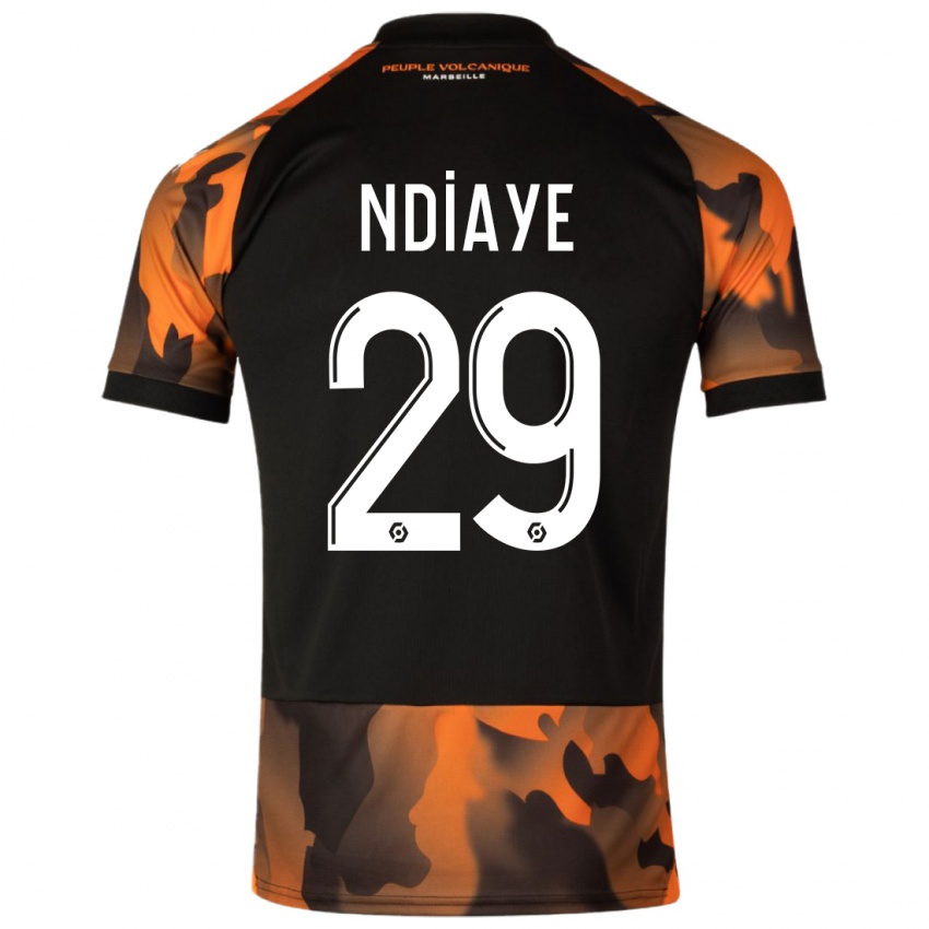 Criança Camisola Iliman Ndiaye #29 Preto Laranja Terceiro 2023/24 Camisa Brasil