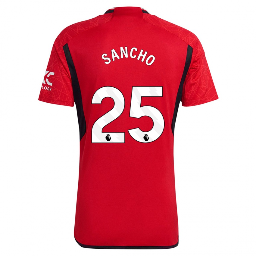 Homem Camisola Jadon Sancho #25 Vermelho Principal 2023/24 Camisa Brasil