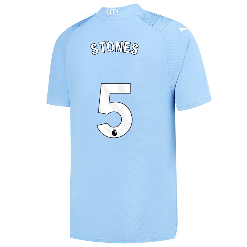 Homem Camisola John Stones #5 Azul Claro Principal 2023/24 Camisa Brasil