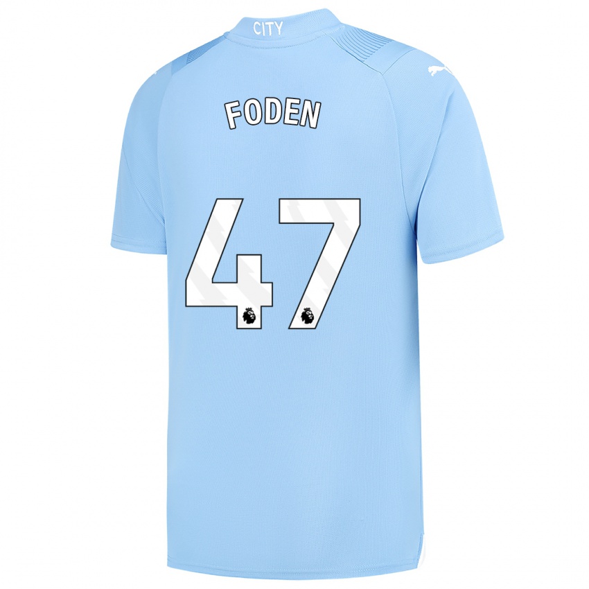 Homem Camisola Phil Foden #47 Azul Claro Principal 2023/24 Camisa Brasil