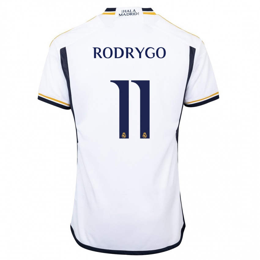 Homem Camisola Rodrygo #11 Branco Principal 2023/24 Camisa Brasil