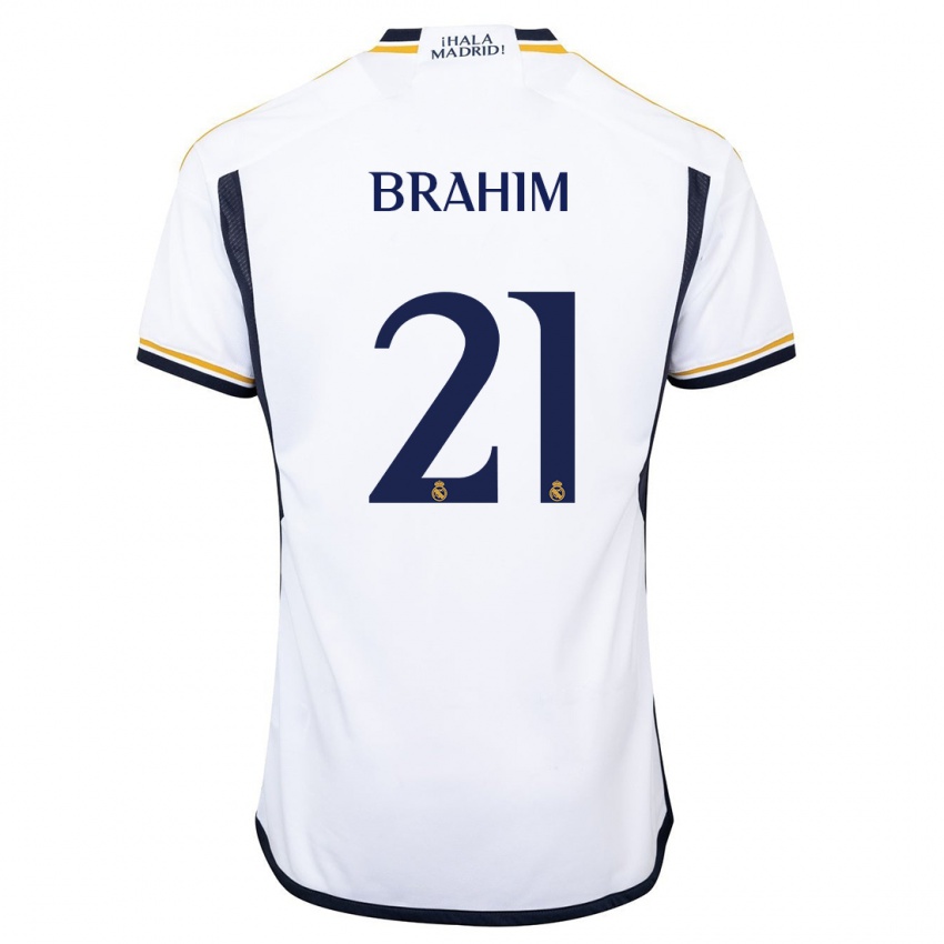 Homem Camisola Brahim Diaz #21 Branco Principal 2023/24 Camisa Brasil
