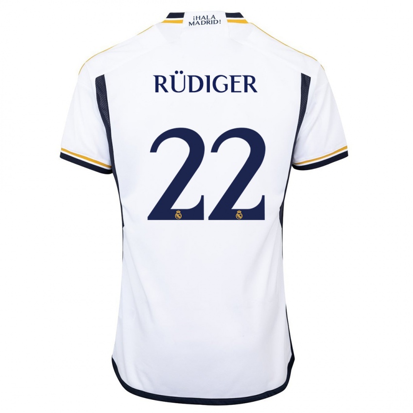 Homem Camisola Antonio Rudiger #22 Branco Principal 2023/24 Camisa Brasil