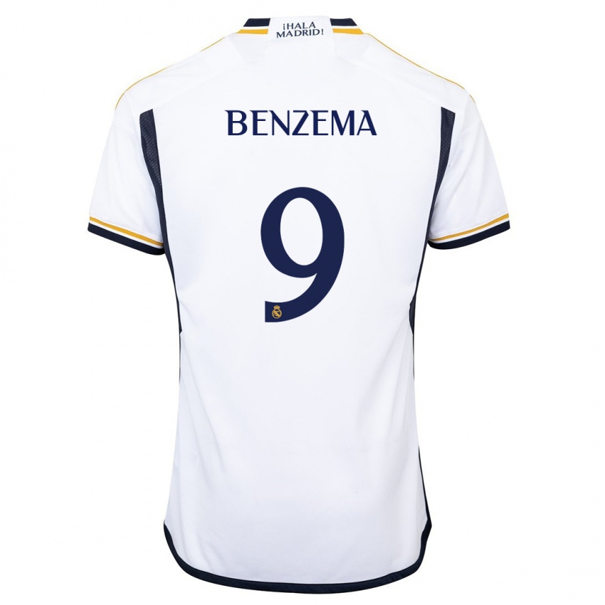 Homem Camisola Karim Benzema #9 Branco Principal 2023/24 Camisa Brasil