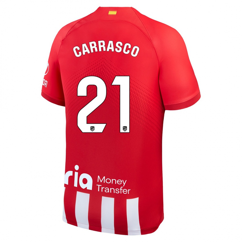 Homem Camisola Yannick Carrasco #21 Vermelho Branco Principal 2023/24 Camisa Brasil