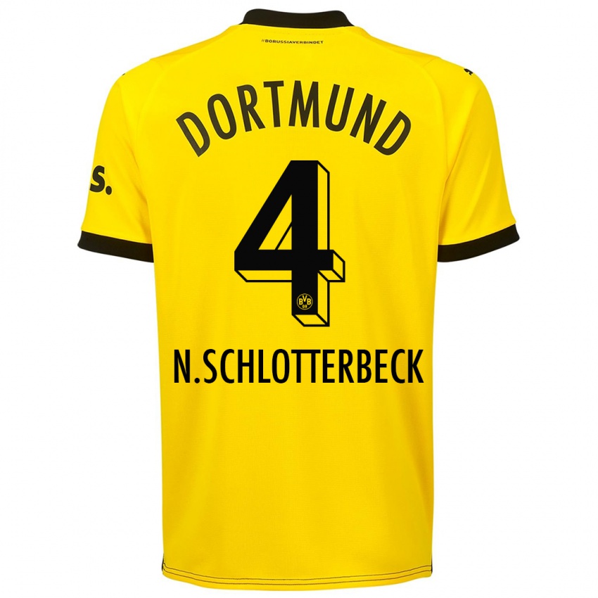 Homem Camisola Nico Schlotterbeck #4 Amarelo Principal 2023/24 Camisa Brasil