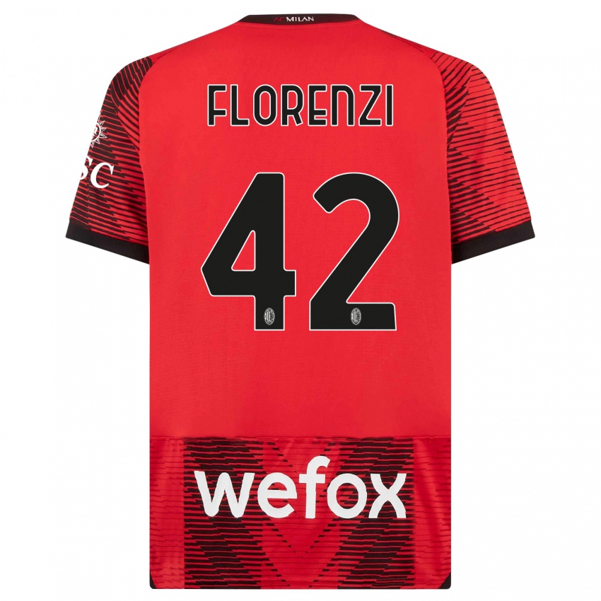 Homem Camisola Alessandro Florenzi #42 Vermelho Preto Principal 2023/24 Camisa Brasil