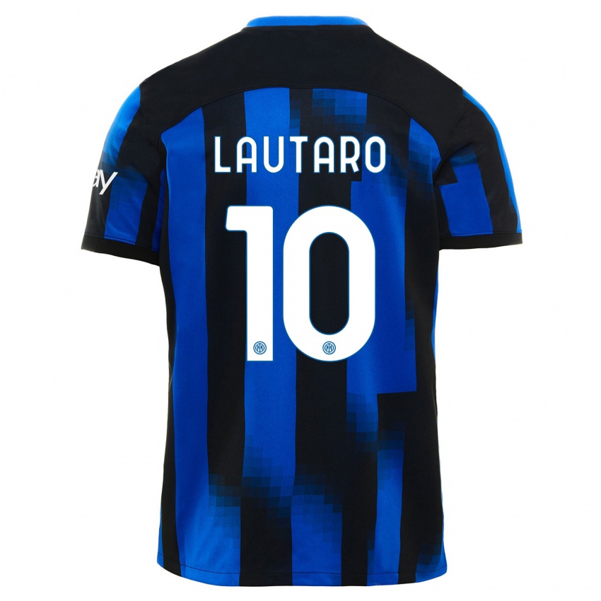 Homem Camisola Lautaro Martinez #10 Preto Azul Principal 2023/24 Camisa Brasil