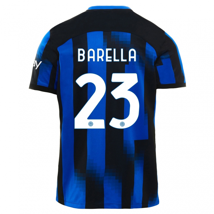 Homem Camisola Nicolo Barella #23 Preto Azul Principal 2023/24 Camisa Brasil