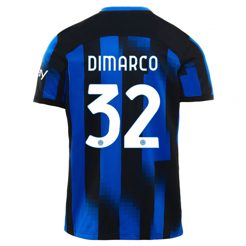 Homem Camisola Federico Dimarco #32 Preto Azul Principal 2023/24 Camisa Brasil