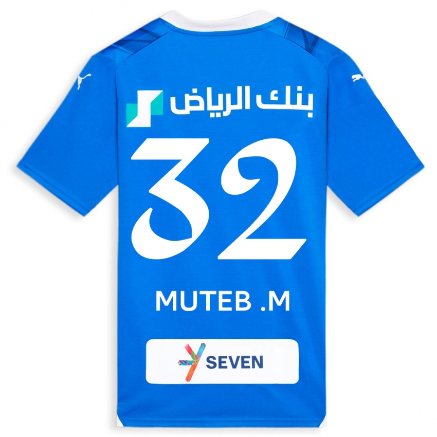 Homem Camisola Muteb Al-Mufarrij #32 Azul Principal 2023/24 Camisa Brasil