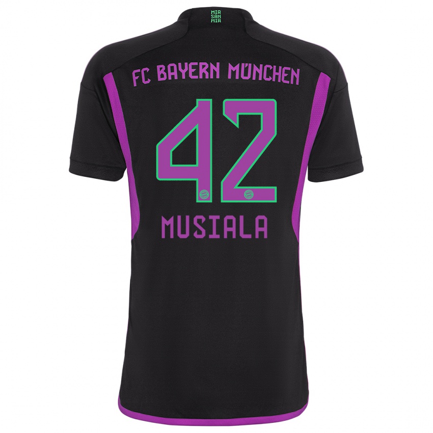 Homem Camisola Jamal Musiala #42 Preto Alternativa 2023/24 Camisa Brasil